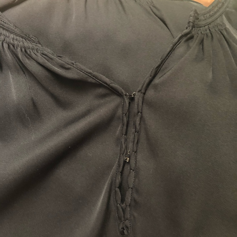 Vince Silk Georgette Smocked Tunic Top - Picture 7 of 8